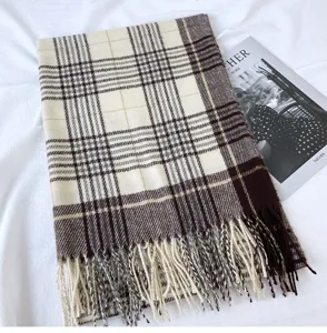 Sciarpa a quadri con frange autunno inverno caldo casual quotidiano collo moda