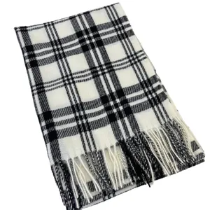 Écharpe à carreaux noir et blanc classique pour femme, châle d'hiver doux en imitation cachemire.