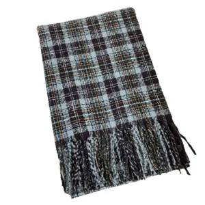 Classic plaid winter scarf for women, warm thick cashmere-feel tassel fringe wrap muffler.