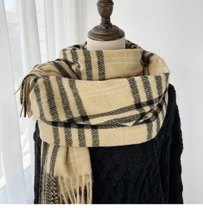 Classic plaid scarf winter warm fringed design elegant fashion apparel accessory