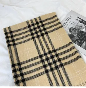 Classic plaid cashmere feel winter scarf, warm British style tassel fashion wrap for women men.
