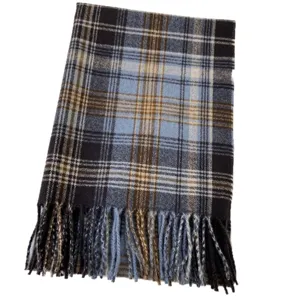 Women winter warm plaid scarf vintage retro style tassel cozy tassel shawl wrap