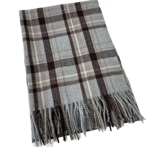 Winter women's warm imitation cashmere plaid scarf cozy fashion tassel shawl main view