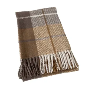 Women's thick plaid tassel scarf autumn winter warm soft imitation cashmere shawl wrap