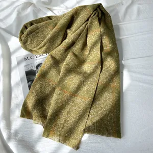 Cozy autumn winter plaid tassel scarf soft imitation cashmere warm thick unisex neck wrap