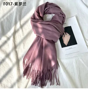 Herbst Winter einfarbige Kunstkaschmir Schal Damen warme lange Quasten elegante Schal.