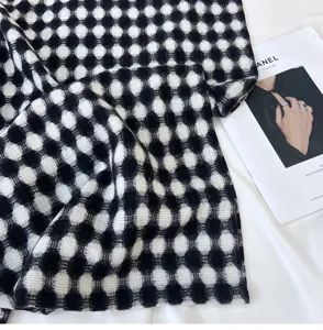 Black and white polka dot pattern imitation cashmere scarf, warm autumn winter shawl.