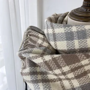 Thick cashmere feel plaid scarf winter warm neck warmer shawl for women daily wear main view