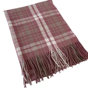 2024 new thickened women plaid scarf sweet warm cashmere-feel winter shawl neck wrap