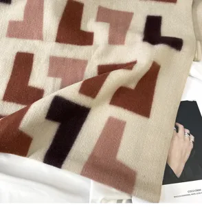Women's autumn winter geometric block print imitation cashmere warm tassel shawl scarf