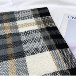 Winter cozy plaid scarf for women, classic black white grey camel check wrap shawl warm.