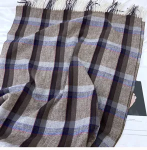 Femme Carreaux Écharpe Automne Hiver Cachemire Chaud Tasseaux Châle Élégant Hiver Foulard