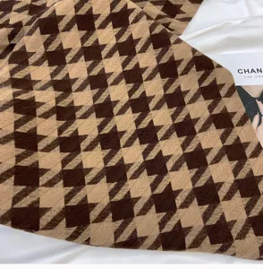 Classic brown houndstooth winter scarf soft cashmere feel warm fashion fringe shawl