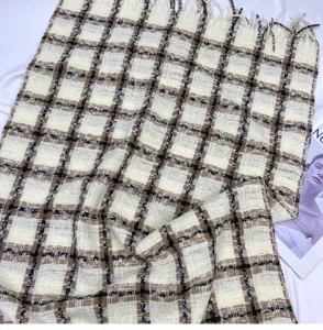 Autumn winter plaid scarf warm cashmere feel tassel shawl fashion casual neck wrap for women