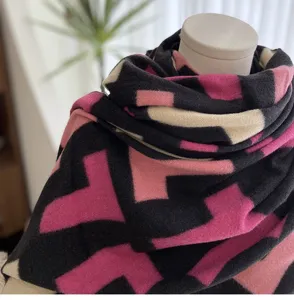 Women's warm imitation cashmere scarf with stylish geometric print for autumn winter.