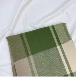 Detail shot of a women autumn winter green plaid imitation cashmere scarf fashion warm.