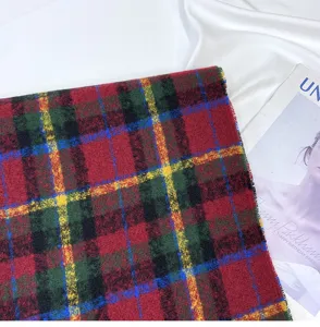 Classic winter plaid scarf detail, soft cashmere feel retro tartan pattern cozy warm.