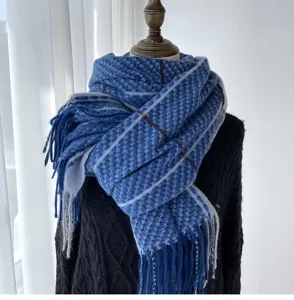 Autumn winter thick imitation cashmere plaid scarf women student sweet tassel warm winter neck wrap