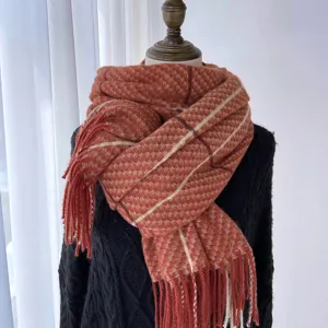 Winter Women Faux Cashmere Scarf Classic Plaid Tassel Warm Long Shawl Soft Casual Fashion Winter Neck Scarf