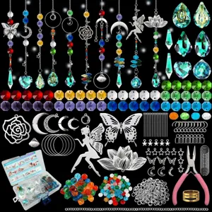 Kit Materiale Acchiappasole Fai da Te Colibrì Farfalla Prisma di Cristallo Ornamenti Sospesi Decorazione Finestra Giardino