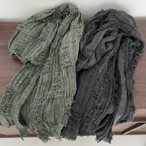 Women's Casual Cotton Blend Tassel Scarf Long Lightweight Sun Protection Beach Shawl Scarf