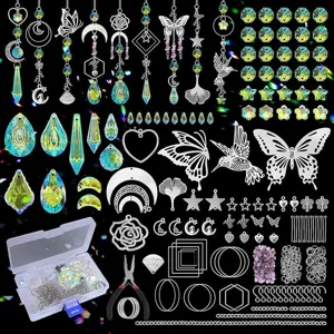 Kit per la Creazione di Acchiappasole in Cristallo DIY Prismi di Cristallo Artificiale K9 Sospesi Finestra Giardino Decorazione Forniture per Artigianato