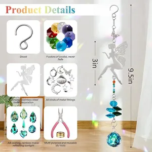 Kit fai da te acchiappasole in cristallo con fata, arcobaleno per decorazione giardino e casa.