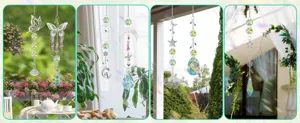 Acchiappasole cristallo farfalla luna stella metallo pendente prisma per finestra giardino.