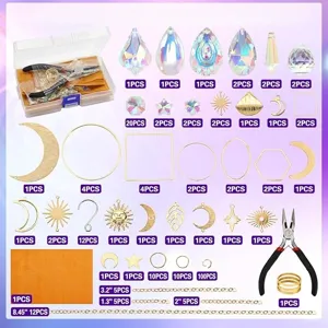 Kit per fai da te acchiappasole con ciondoli di cristallo anelli di metallo catene