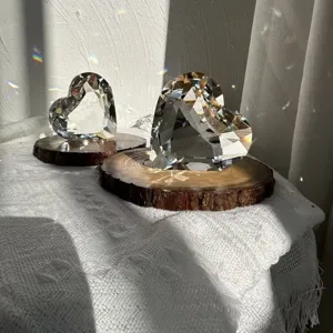 Herzförmiger Kristall Diamant Briefbeschwerer Tischdeko Glas Deko Herz Ornaments