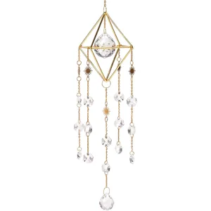 DIY Brass Crystal Sun Catcher Hanging Pendant Window Garden Decor Prism Ornament