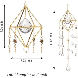 Brass crystal suncatcher geometric hanging pendant window prism home garden decor item