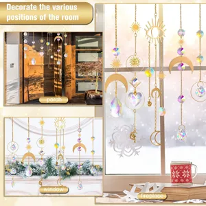 Crystal suncatcher hanging ornament multi-piece set for room window and porch decor