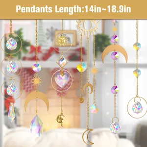 Crystal sun catchers hanging pendants set with prisms for window and home garden decor.