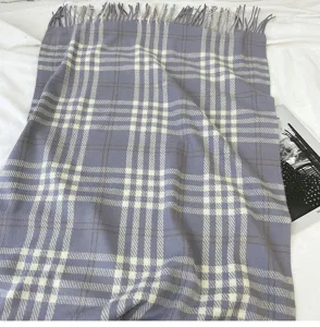 Classic British style plaid winter scarf for women, cozy cashmere feel warm blanket shawl.