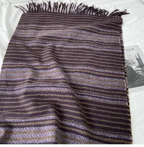 Autumn winter women striped tassel scarf soft warm cozy imitation cashmere shawl detail