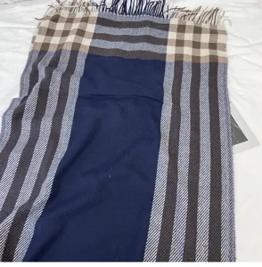 Autumn winter plaid scarf for women, classic fringe cashmere feel warm shawl wrap.