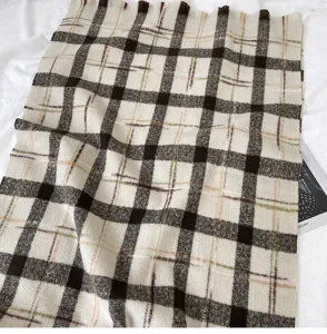 Winter thick warm plaid scarf for women, retro long dual-use shawl, cozy winter neck warmer.