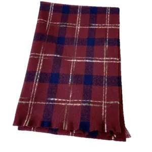 Winter warm long plaid scarf featuring classic retro tartan pattern with elegant fringes.