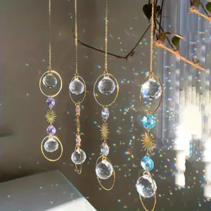 Crystal Sun Catcher Hanging Ornament Multi-Faceted Crystal Ball With Metal Chain Window Garden Home Decor