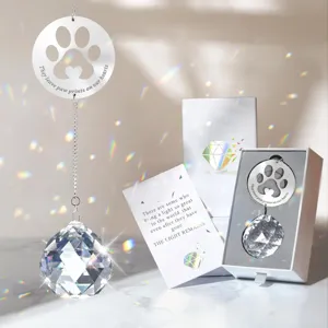 Haustier Gedenken Kristall Sonnenfaenger Katzenpfote Prisma Regenbogen Fenster Haengend Ornament Mit Geschenkbox