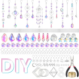 Crystal Suncatcher DIY Kit Hanging Prism Sun Catcher Window Home Decor Crystal Glass Sun Catcher Set For Indoor Decor