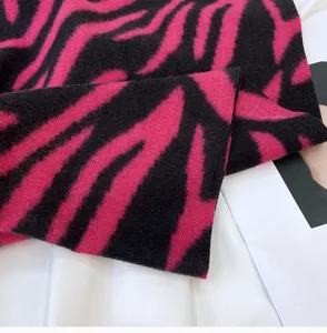 Pink black zebra print women winter scarf, soft faux cashmere warm fashion shawl wrap.