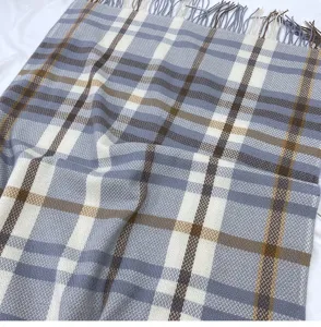 Cozy winter plaid fringe scarf, classic tartan pattern shawl for women and daily wear