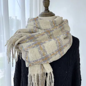 Winter Plaid Scarf For Women Men Warm Imitation Cashmere Tassel Shawl Classic Checkered Soft Long Scarf Winter Fashion