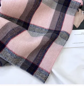 Écharpe femme motif carreaux effet cachemire hiver chaud franges enveloppement mode foulard