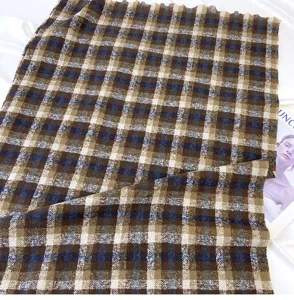 Women's plaid scarf retro winter double-sided cashmere feel shawl classic brown blue check design