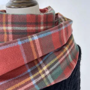 Classic red plaid winter scarf for women, warm imitation cashmere shawl neck wrap