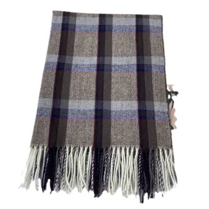Écharpe à carreaux imitation cachemire femme hiver douce frangée châle chaud élégant