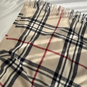 Classic plaid winter scarf detail, soft imitation cashmere shawl with stylish tassel fringe.